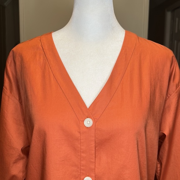 Everlane Silky Cotton Lantern Top inTerracotta Orange NWT Size 2 - Picture 6 of 11